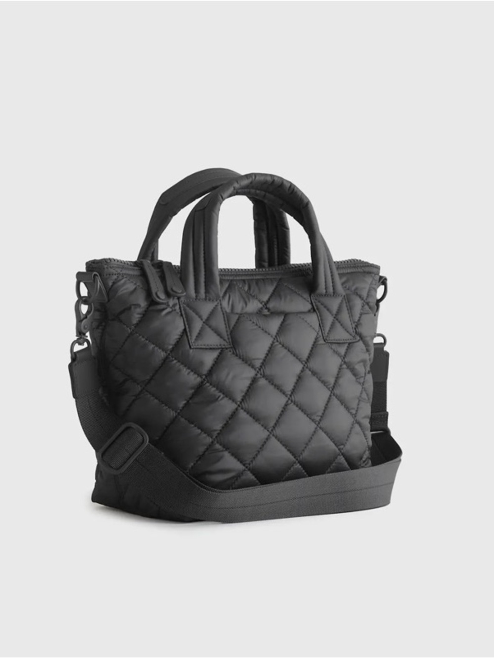 Quince Transit Quilted Small Crossbody Black Tote with Detachable Strap - Picture 9 of 10